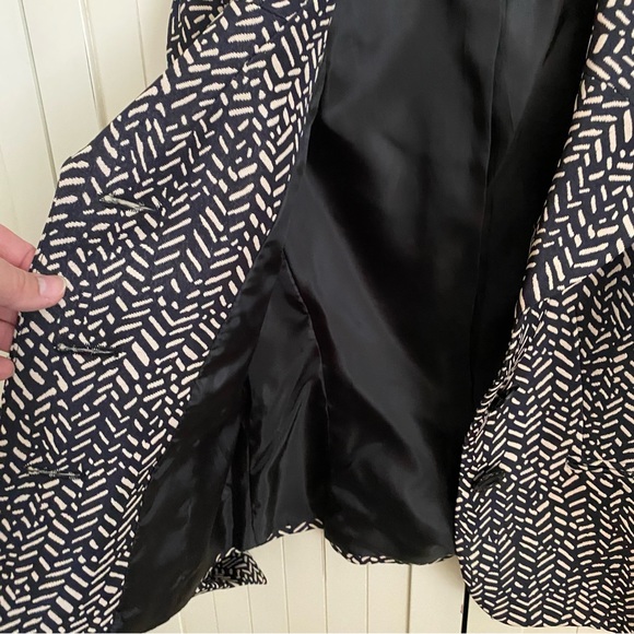 Kasper Suit Jacket Blazer Black with Beige Print Button Front Fitted Lined 2P - Picture 12 of 14